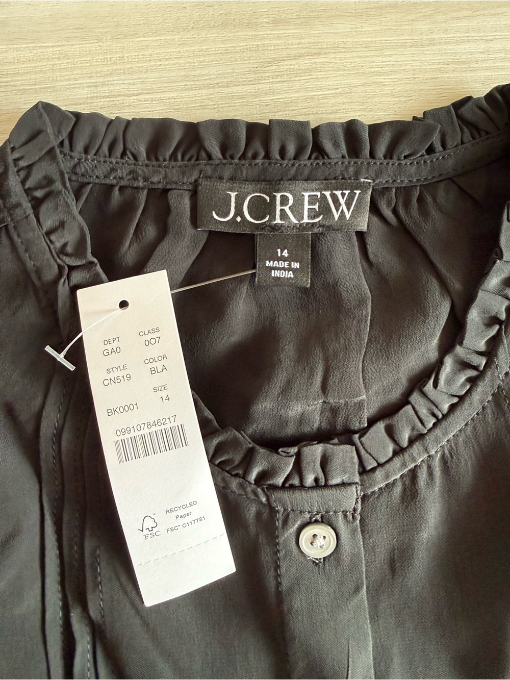 J. Crew Lace-trim Pintuck Top Black Medium NWT IN PACKAGE - Picture 6 of 9